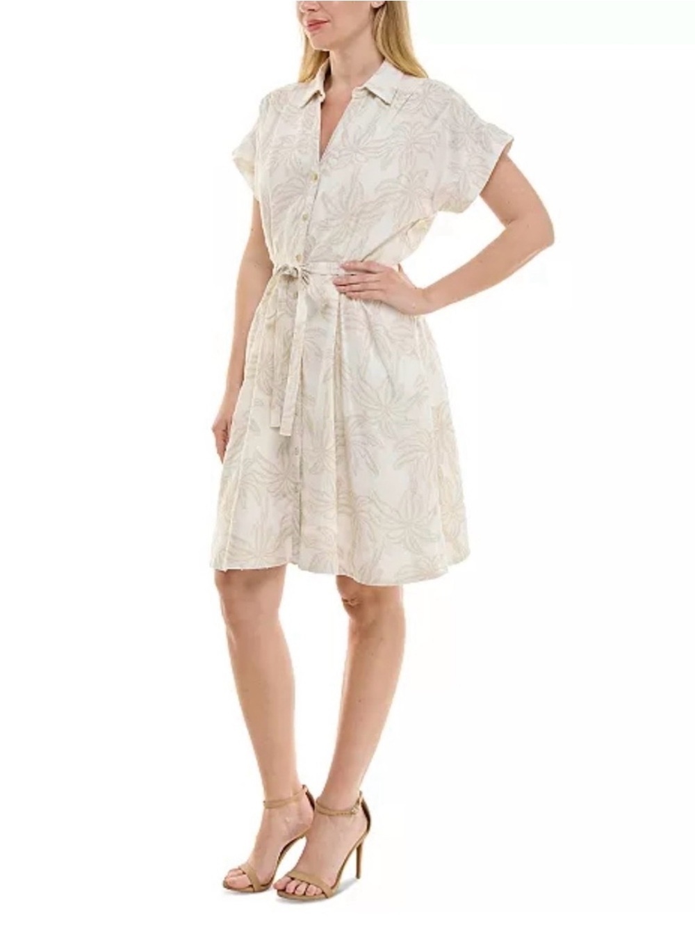Taylor White Lightweight Button-Front Blouse
